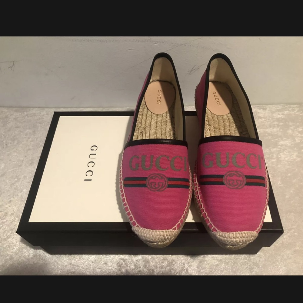 Gucci Pink Canvas Espadrilles Size 39.5 Authentic - Picture 8 of 14